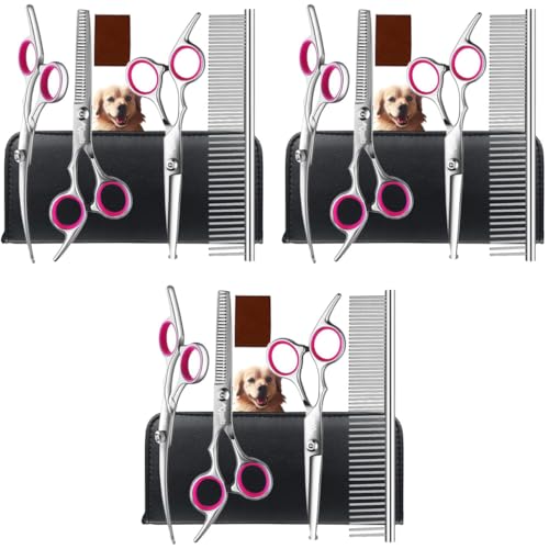 Qpets® Stainless Steel Professional Dog Grooming Shears Set Thinning Straight Curved and Comb for Long Short Hair Cat 12PCS Qpets® Stainless Steel Professional Dog Grooming Shears Set Thinning Straight Curved and Comb for Long Short Hair Cat 12PCS